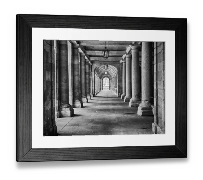 Framed Print : Arcade in the Palacio de Rajoy (Pazo de Raxoi) near the main square of Cathedral Santiago de Compostela Framed Print : Arcade in the Palacio de Rajoy (Pazo de Raxoi) near the main square of Cathedral Santiago de Compostela