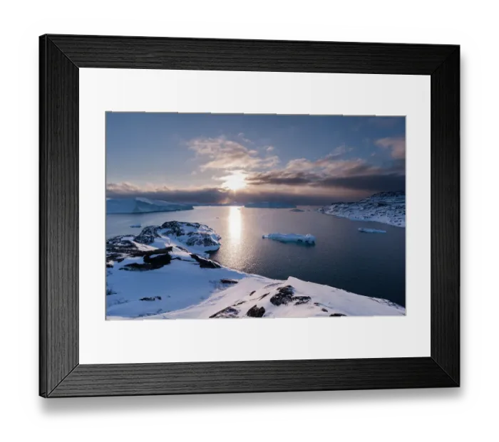 Framed Print : A view of Ilulissat Icefjord, a UNESCO World Heritage Site, at sunset. Ilulissat Icefjord, Ilulissat, Greenland Framed Print : A view of Ilulissat Icefjord, a UNESCO World Heritage Site, at sunset. Ilulissat Icefjord, Ilulissat, Greenland