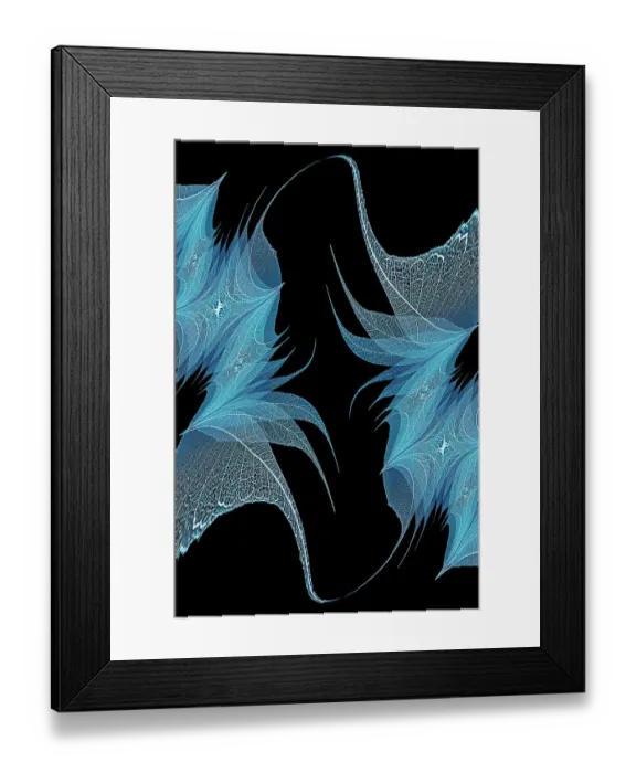 Framed Print : Blue colored skeleton leaves arranged on black background Framed Print : Blue colored skeleton leaves arranged on black background
