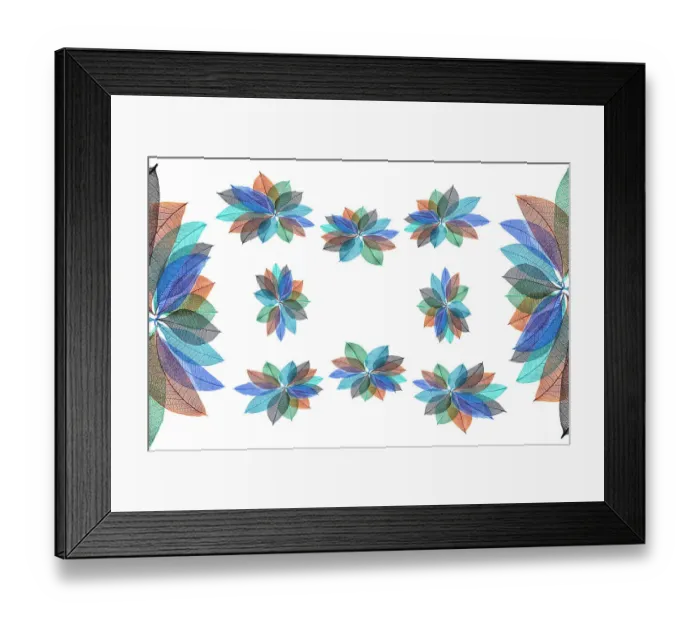 Framed Print : Multi-colored skeleton leaves arranged on white background Framed Print : Multi-colored skeleton leaves arranged on white background