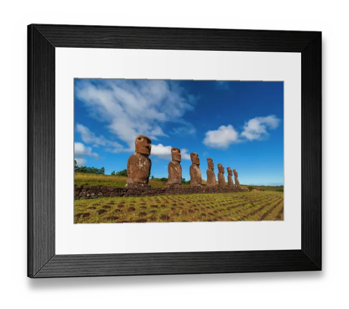 Framed Print : Moai statues of Ahu Akivi. Rapa Nui, Easter island, Chile
