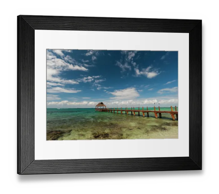 Framed Print : A pier and a palapa on a beach on Cozumel Island, Quintana Roo, Mexico Framed Print : A pier and a palapa on a beach on Cozumel Island, Quintana Roo, Mexico