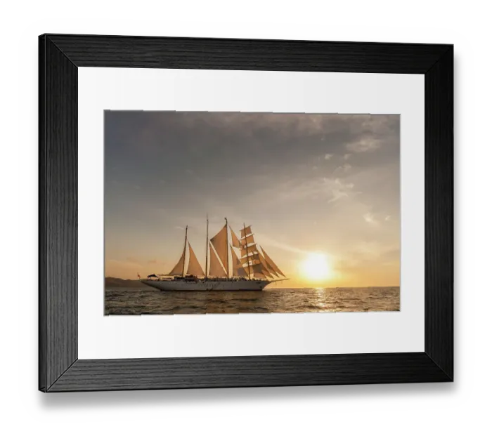 Framed Print : The Star Flyer sailing cruise ship underway at sunset. Costa Rica. (Editorial Use Only)