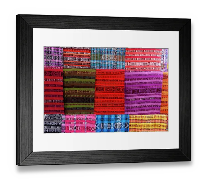 Framed Print : Traditional woven textiles for sale. Totonicapan, Guatemala Framed Print : Traditional woven textiles for sale. Totonicapan, Guatemala