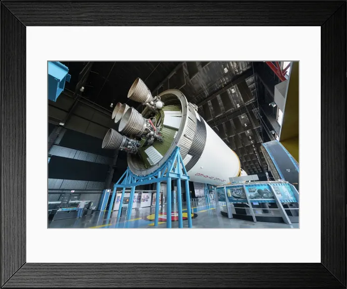 Framed Print : Rocketdyne J-2 engines on S-II (second stage) of Saturn V Moon Rocket. Davidson Center for Space Exploration: Saturn V Hall. U.S. Space and Rocket Center, Huntsville, Alabama