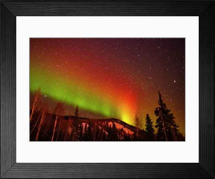Framed Print : USA, Alaska, Chena Hot Springs Resort. Aurora borealis and mountain