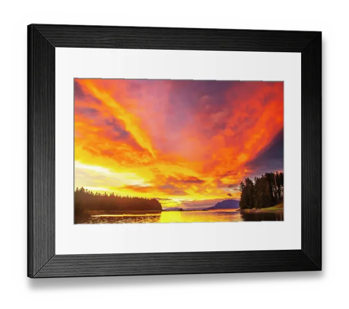 Framed Print : USA, Alaska, Tongass National Forest. Sunset on Admiralty Island and inlet Framed Print : USA, Alaska, Tongass National Forest. Sunset on Admiralty Island and inlet