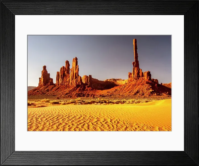 Framed Print : USA, Arizona, Monument Valley Navajo Tribal Park. Eroded formations and sand dunes Framed Print : USA, Arizona, Monument Valley Navajo Tribal Park. Eroded formations and sand dunes