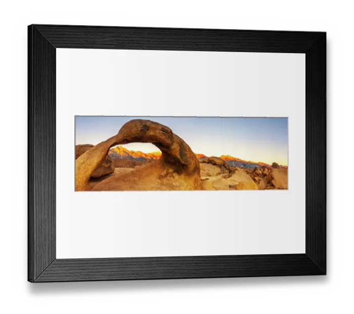 Framed Print : USA, California, Sierra Nevada Mountains. Panoramic with Mobius Arch in Alabama Hills