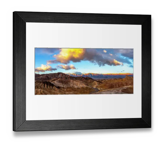 Framed Print : USA, California, Badlands National Park. Panoramic of Zabriskie Point desert formations Framed Print : USA, California, Badlands National Park. Panoramic of Zabriskie Point desert formations