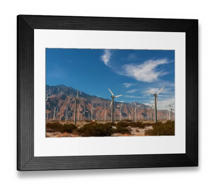 Framed Print : A wind farm in the San Gorgonio Pass near Palm Springs. San Jacinto Mountains, Riverside County, California, USA Framed Print : A wind farm in the San Gorgonio Pass near Palm Springs. San Jacinto Mountains, Riverside County, California, USA