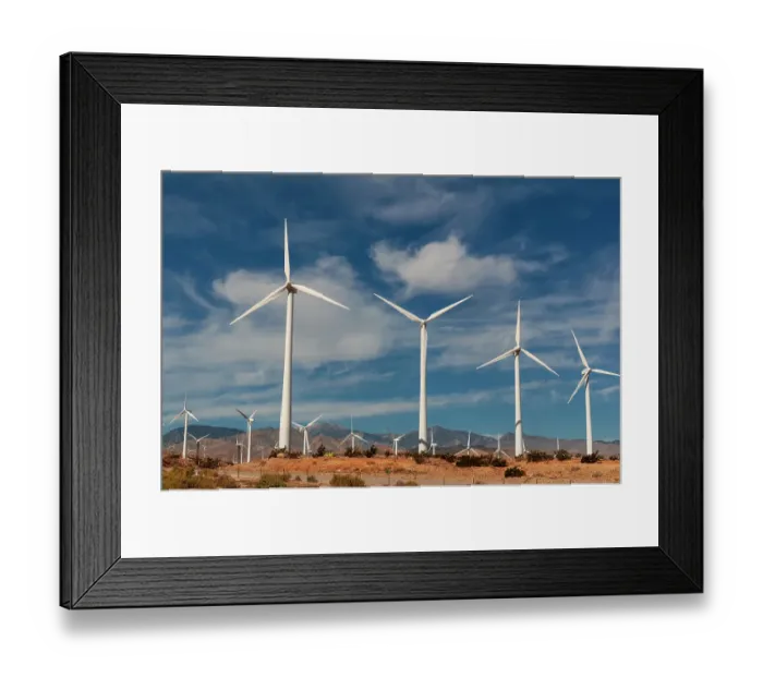 Framed Print : Rows of windmills on a wind farm. Palm Springs, California Framed Print : Rows of windmills on a wind farm. Palm Springs, California