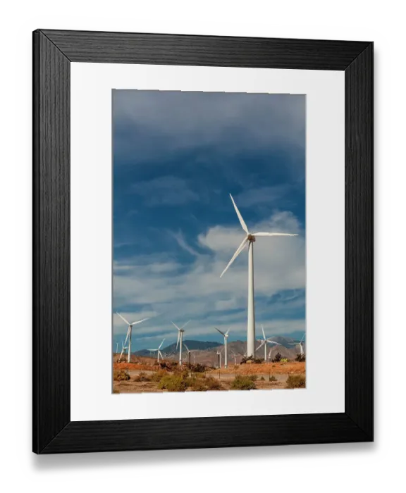 Framed Print : Rows of windmills on a wind farm. Palm Springs, California Framed Print : Rows of windmills on a wind farm. Palm Springs, California