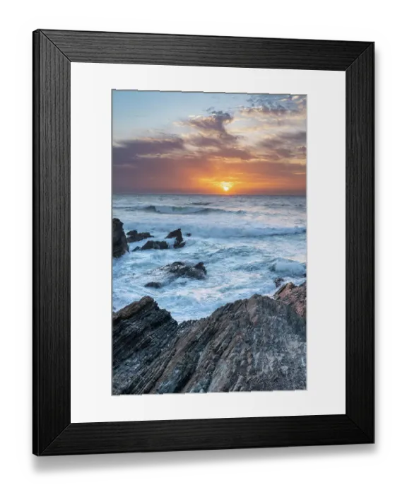 Framed Print : USA, California. Sunset at Montana de Oro State Park