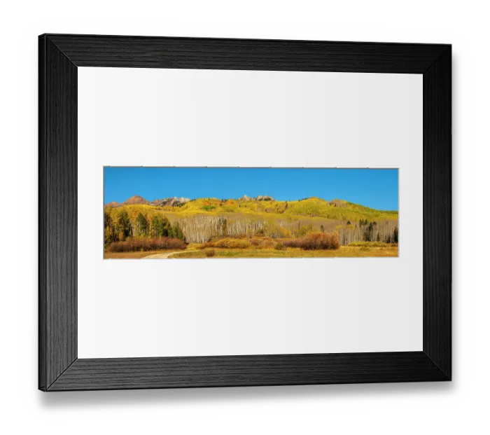 Framed Print : USA, Colorado, Gunnison National Forest. Panoramic of mountain and aspen forest in autumn Framed Print : USA, Colorado, Gunnison National Forest. Panoramic of mountain and aspen forest in autumn