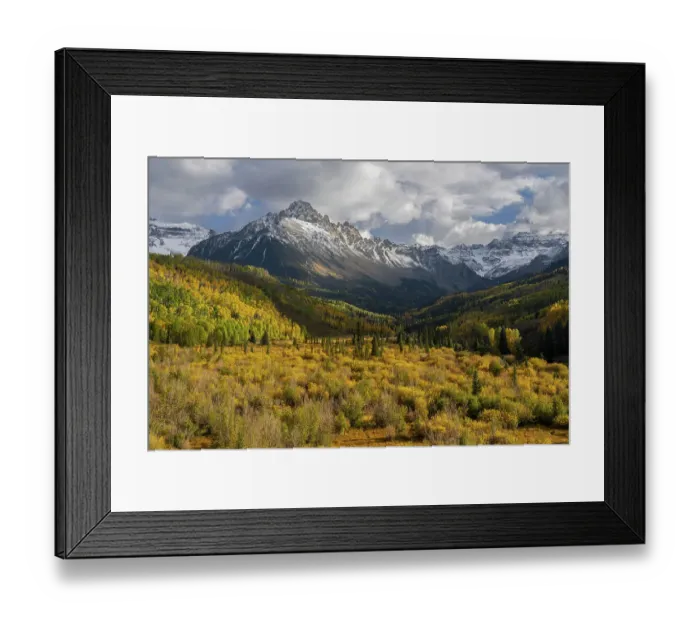 Framed Print : USA, Colorado, Uncompahgre National Forest. San Juan Mountains and aspen forest in autumn