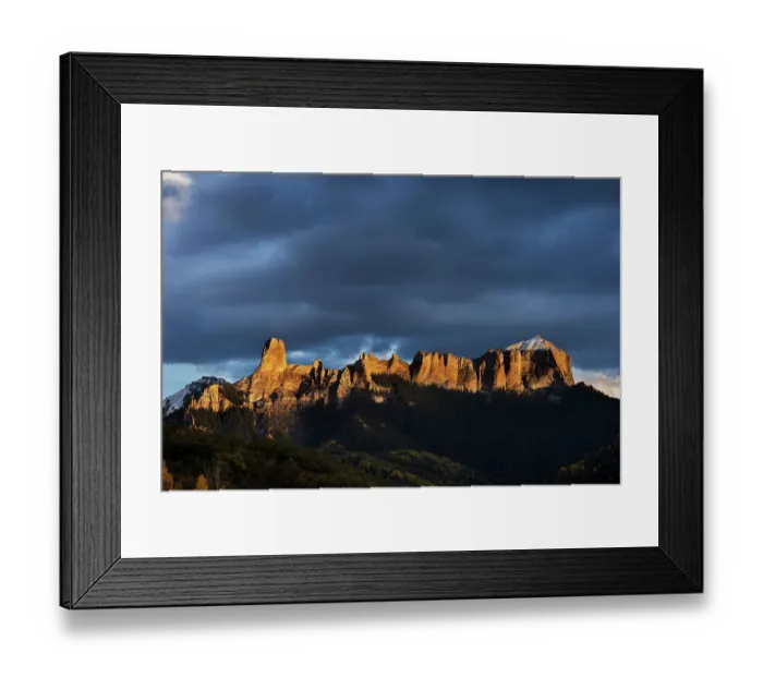 Framed Print : USA, Colorado, Uncompahgre National Forest. Sunset on aspens and rock formations Framed Print : USA, Colorado, Uncompahgre National Forest. Sunset on aspens and rock formations