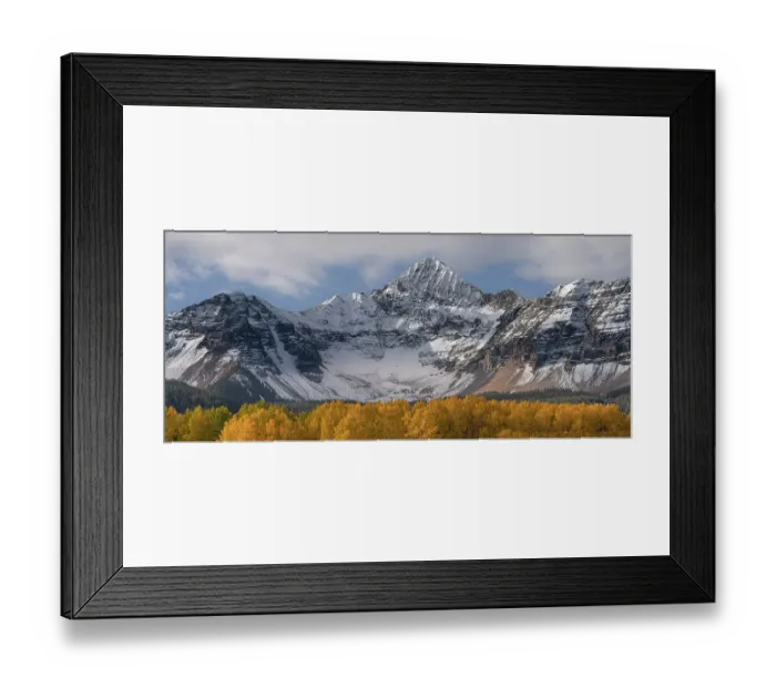 Framed Print : USA, Colorado, Uncompahgre National Forest. Wilson Peak and aspen forest in autumn Framed Print : USA, Colorado, Uncompahgre National Forest. Wilson Peak and aspen forest in autumn