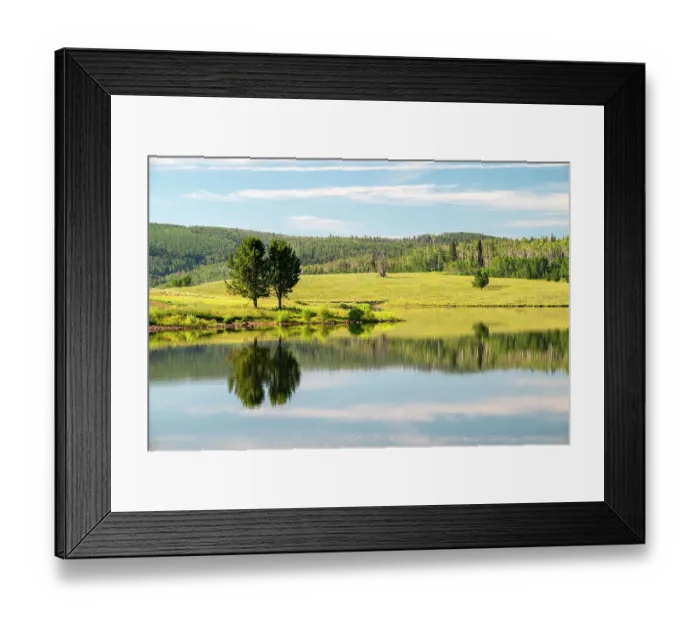 Framed Print : USA, Colorado. Calm reflection on Steamboat Lake Framed Print : USA, Colorado. Calm reflection on Steamboat Lake