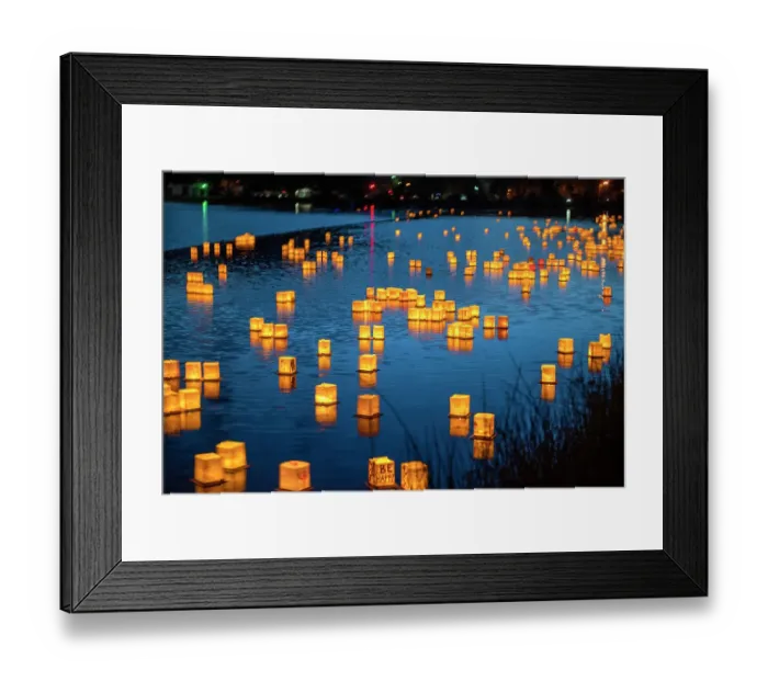 Framed Print : USA, Colorado Springs. Water Lantern Festival on Prospect Lake