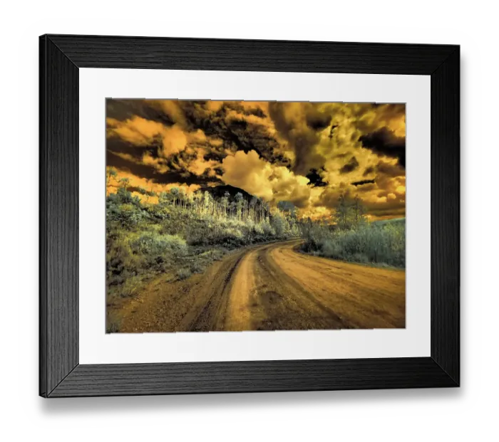 Framed Print : USA, Colorado. Infrared of road through Kebler Pass