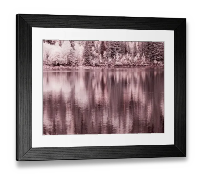 Framed Print : USA, Colorado. Infrared of Aspen trees reflecting in Lost Lake Framed Print : USA, Colorado. Infrared of Aspen trees reflecting in Lost Lake