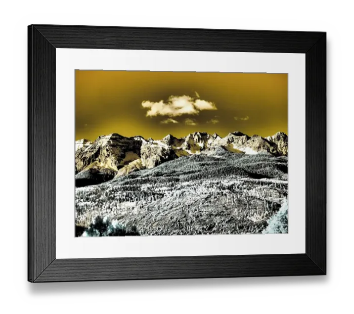 Framed Print : USA, Colorado. Infrared of view of Mount Sneffels and Aspen trees