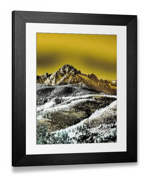 Framed Print : USA, Colorado. Infrared of view of Mount Sneffels and Aspen trees