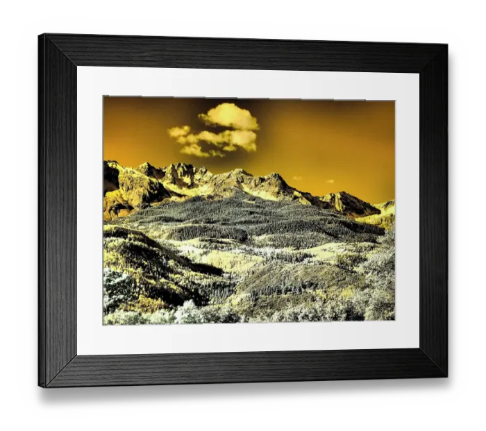 Framed Print : USA, Colorado. Infrared of view of Mount Sneffels and Aspen trees Framed Print : USA, Colorado. Infrared of view of Mount Sneffels and Aspen trees