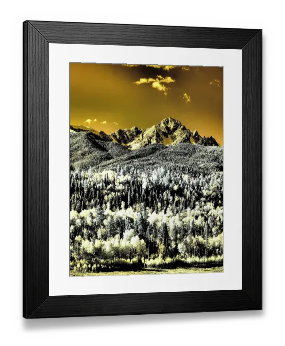 Framed Print : USA, Colorado. Infrared of view of Mount Sneffels and Aspen trees Framed Print : USA, Colorado. Infrared of view of Mount Sneffels and Aspen trees