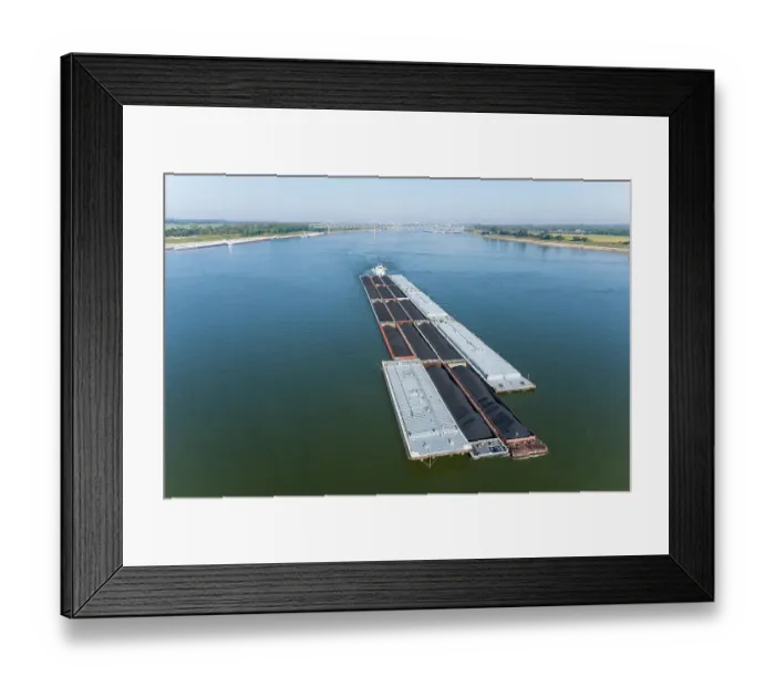 Framed Print : Aerial of barge on the Ohio River near the confluence of the Ohio and Mississippi River, Fort Defiance State Park, Alexander County, Illinois Framed Print : Aerial of barge on the Ohio River near the confluence of the Ohio and Mississippi River, Fort Defiance State Park, Alexander County, Illinois
