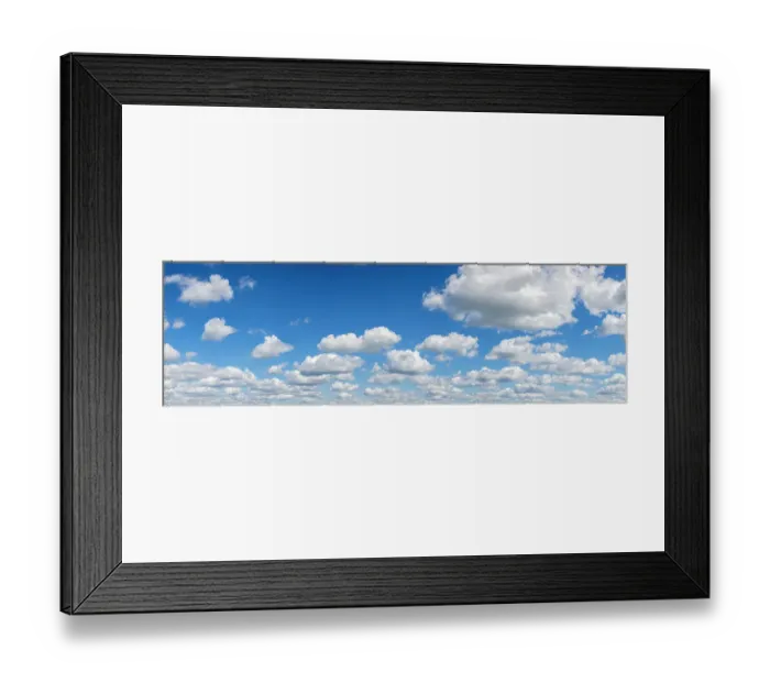 Framed Print : Cumulus clouds against blue sky, Marion County, Illinois
