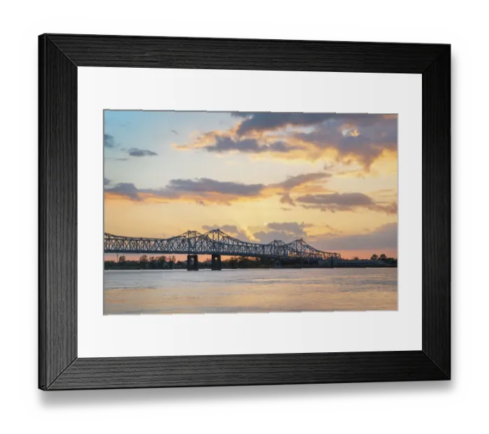Framed Print : Natchez-Vidalia Bridge over the Mississippi River at sunset. Seen from Natchez, Mississippi Framed Print : Natchez-Vidalia Bridge over the Mississippi River at sunset. Seen from Natchez, Mississippi