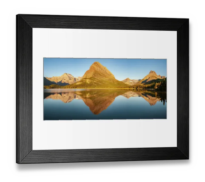 Framed Print : USA, Montana, Glacier National Park. Sunrise panoramic of lake and mountain Framed Print : USA, Montana, Glacier National Park. Sunrise panoramic of lake and mountain