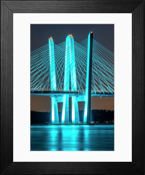 Framed Print : USA, New York, Tarrytown. Hudson River and the Gov. Mario Cuomo (Tappan Zee) Bridge at night Framed Print : USA, New York, Tarrytown. Hudson River and the Gov. Mario Cuomo (Tappan Zee) Bridge at night