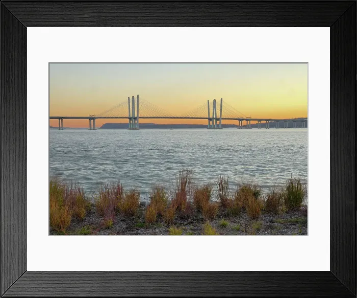 Framed Print : USA, New York, Tarrytown. Hudson River and the Gov. Mario Cuomo (Tappan Zee) Bridge at dusk Framed Print : USA, New York, Tarrytown. Hudson River and the Gov. Mario Cuomo (Tappan Zee) Bridge at dusk
