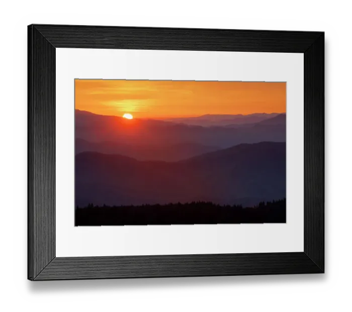 Framed Print : Spring sunrise view of mountains and mist, from Clingmans Dome area, Great Smoky Mountains National Park, North Carolina Framed Print : Spring sunrise view of mountains and mist, from Clingmans Dome area, Great Smoky Mountains National Park, North Carolina