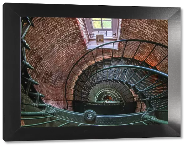 USA, North Carolina, Corolla. Spiral staircase inside the Currituck Lighthouse
