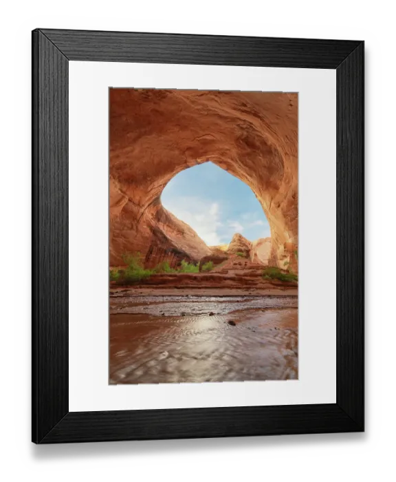 Framed Print : Steam flowing through giant alcove adjacent to Jacob Hamblin Arch in Coyote Gulch, Glen Canyon National Recreation Area, Utah Framed Print : Steam flowing through giant alcove adjacent to Jacob Hamblin Arch in Coyote Gulch, Glen Canyon National Recreation Area, Utah