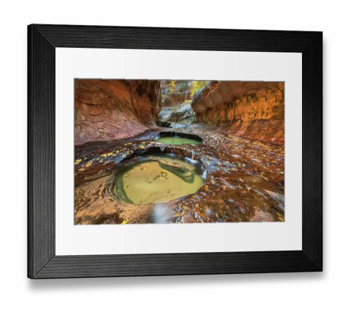 Framed Print : Emerald green pools in The Subway, Left Fork of North Creek, Zion National Park, Utah Framed Print : Emerald green pools in The Subway, Left Fork of North Creek, Zion National Park, Utah