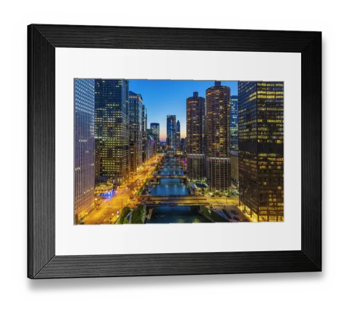 Framed Print : USA, Illinois, Chicago. Downtown at twilight. (Editorial Use Only)