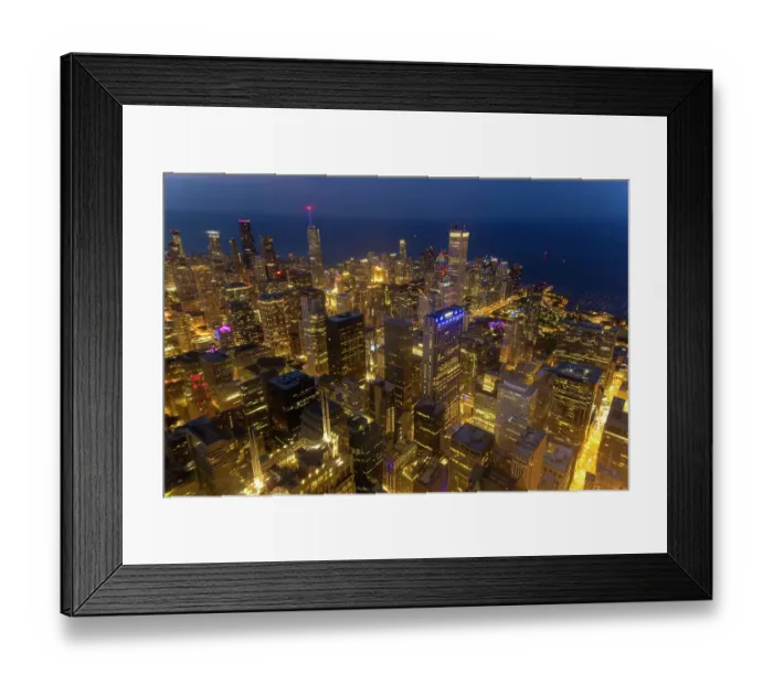 Framed Print : USA, Illinois, Chicago. Downtown overview at twilight. (Editorial Use Only)