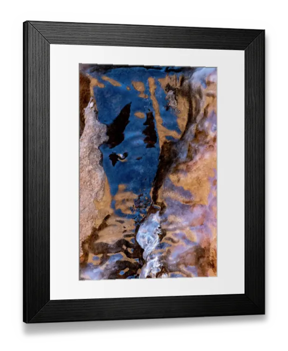 Framed Print : USA, Utah. Ice formations with sky and canyon wall reflections, Arches National Park Framed Print : USA, Utah. Ice formations with sky and canyon wall reflections, Arches National Park
