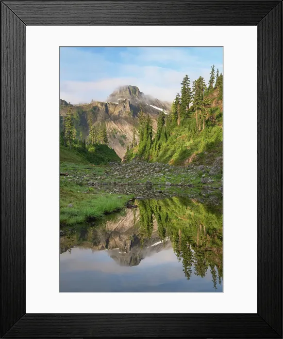 Framed Print : Table Mountain reflected in Bagley Lake. Heather Meadows, Mount Baker Snoqualmie National Forest. North Cascades, Washington State Framed Print : Table Mountain reflected in Bagley Lake. Heather Meadows, Mount Baker Snoqualmie National Forest. North Cascades, Washington State