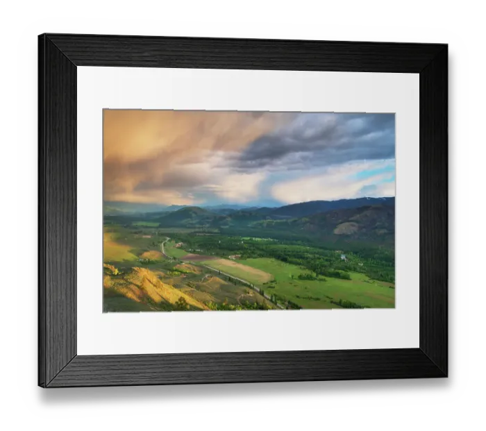 Framed Print : Storm clouds glowing from setting sun over Methow Valley, North Cascades, Washington State Framed Print : Storm clouds glowing from setting sun over Methow Valley, North Cascades, Washington State