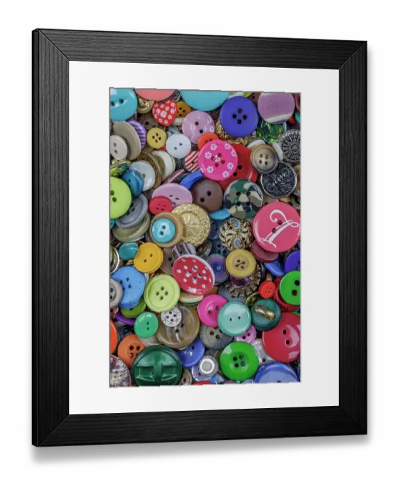 Framed Print : Close-up of variety of colorful buttons Framed Print : Close-up of variety of colorful buttons