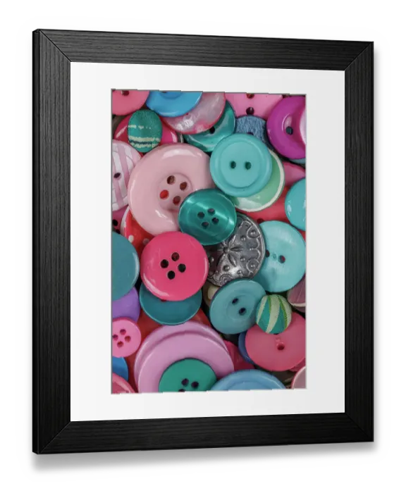 Framed Print : Close-up of variety of colorful buttons Framed Print : Close-up of variety of colorful buttons
