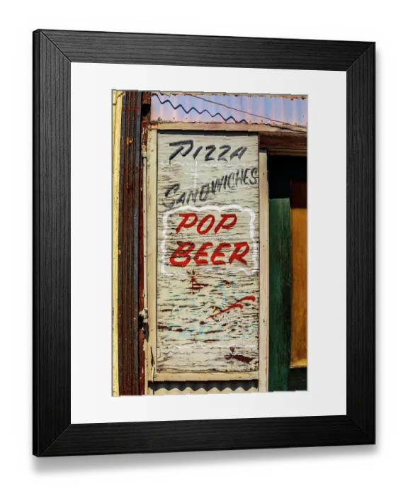Framed Print : USA, Washington State, Palouse, Colfax. Advertisement for drinks and snacks Framed Print : USA, Washington State, Palouse, Colfax. Advertisement for drinks and snacks