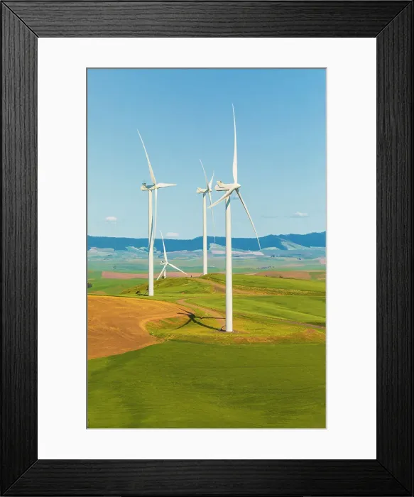 Framed Print : USA, Washington State, Palouse. Oakesdale. White wind turbines, windmills Framed Print : USA, Washington State, Palouse. Oakesdale. White wind turbines, windmills
