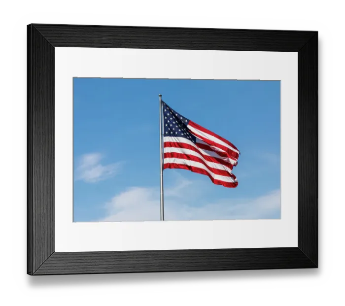 Framed Print : USA, Washington State, Palouse. Pullman. USA Flag, blowing in breeze